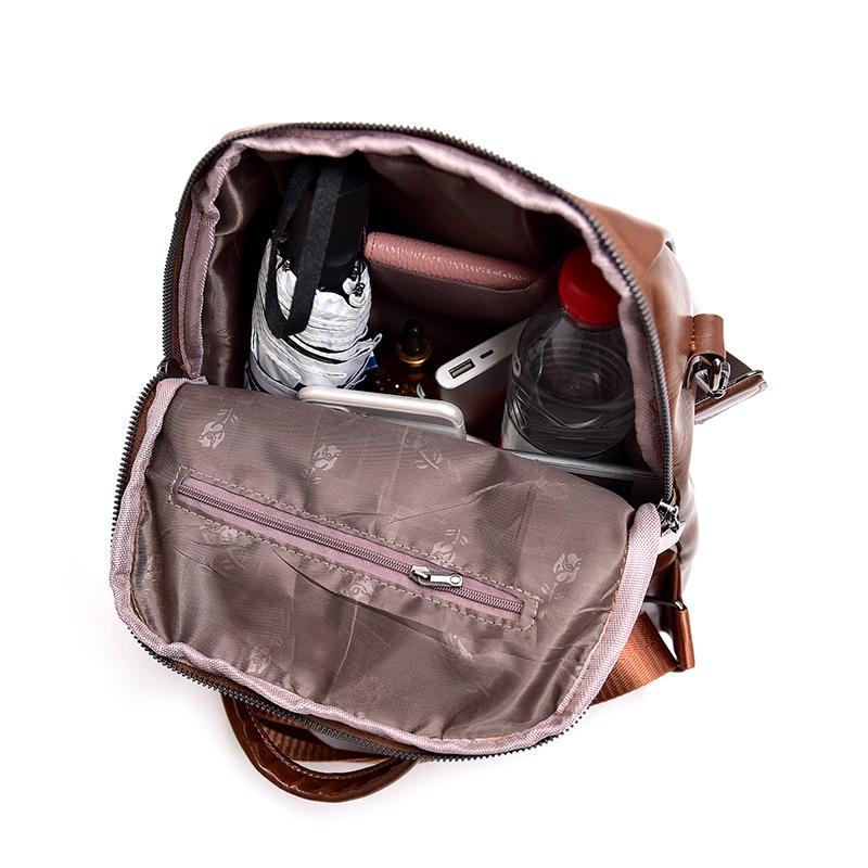 Women's Multi-Functional Backpack Dual-Use Shoulder Bag Soft Leather Travel Bag