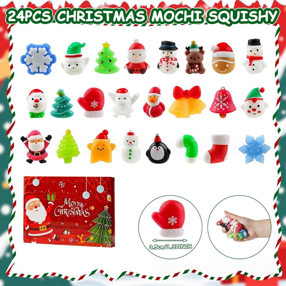 Christmas Squishy Ornaments Advent Calendar – 24-Day Countdown with Soft Squeeze Pendants, Blind Box Surprise Gift for Kids