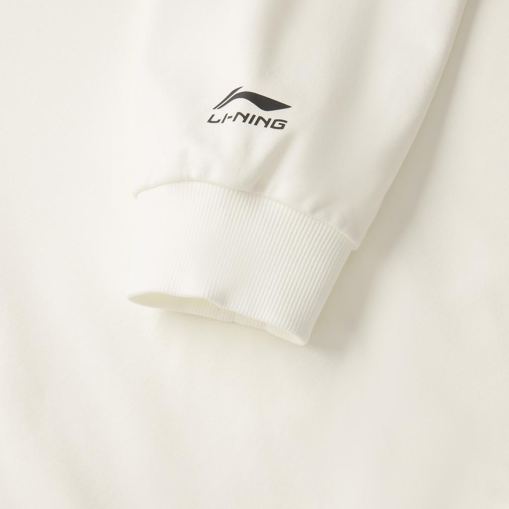 Li Ning Sports Lifestyle Series American Fashion Casual Versatile Solid Color Comfortable Knitted Hoodie Men Hoodies Off-White AWDV811-2