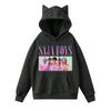 Damemote Casual Langermet trykt Rundhals hettegenser Pullover Topp med lommer