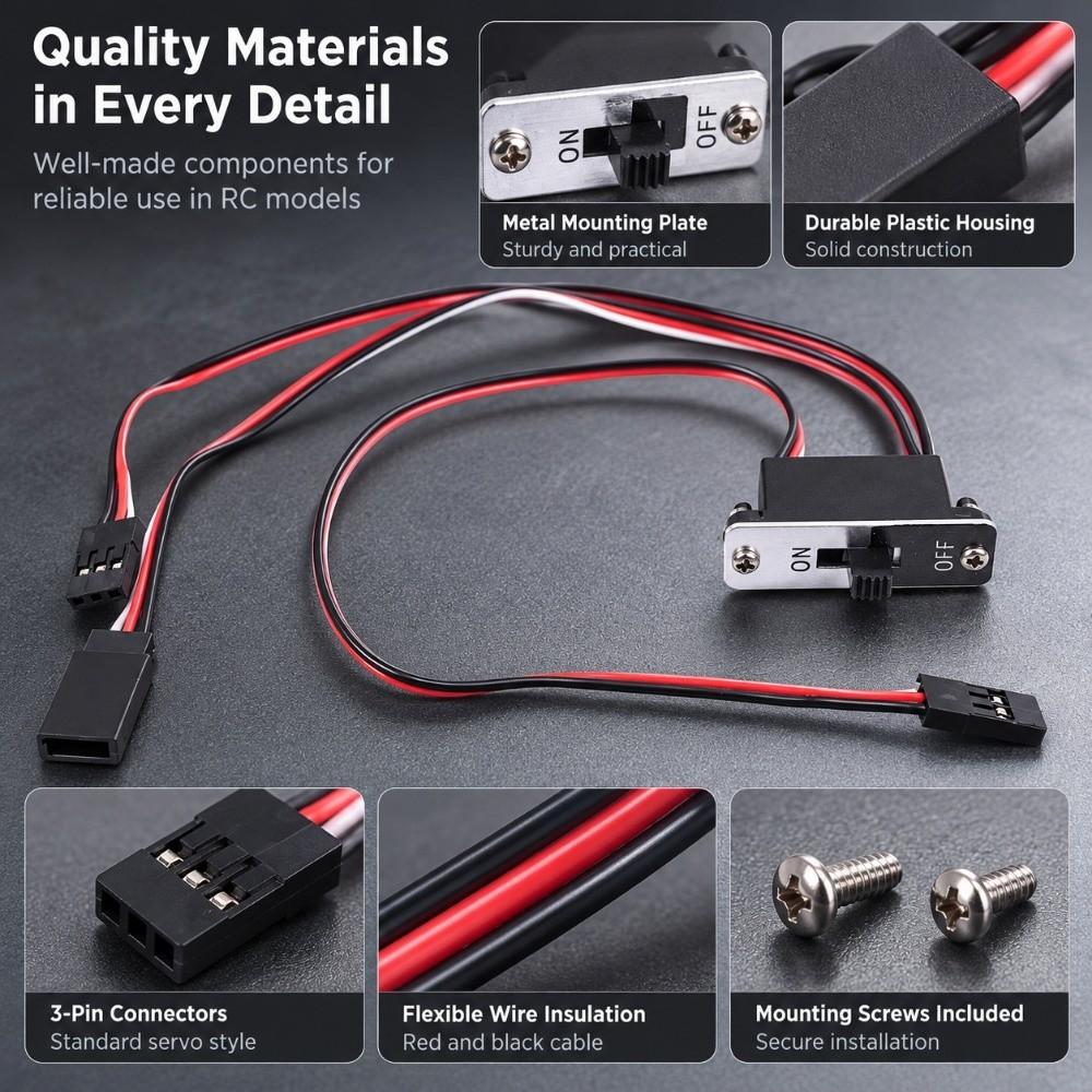 Black Red White JR Connector 250mm Model Airplane Ship Switch  For RC Airplane