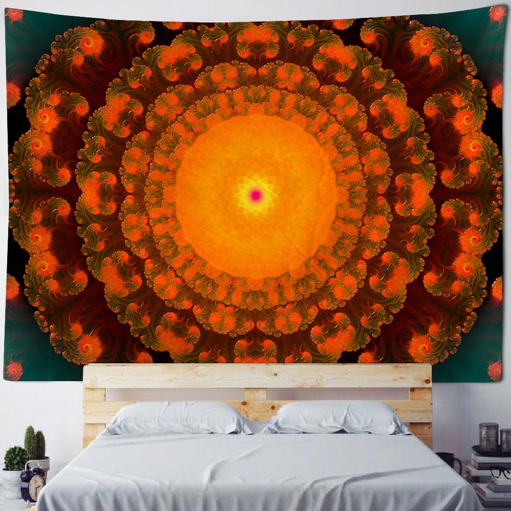 Psychedelic mandala tapestry geometric fractal kaleidoscope art wall hanging cloth hippie bohemian home decoration bed sheet