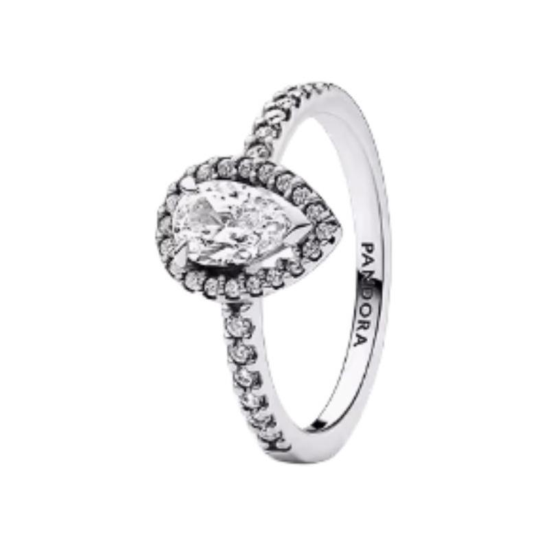 Pandora Pear-shaped halo design 925 silver ring women s silver 192835C01
