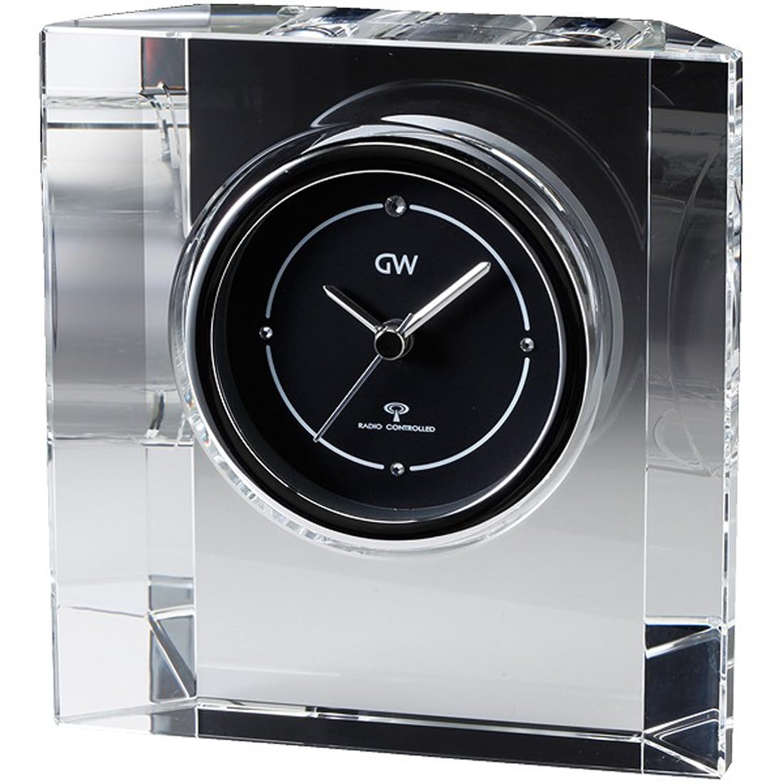 NARUMI Glassworks Stella Clear 16cm Clock, tall, Radio-controlled clock, GW1000-11214