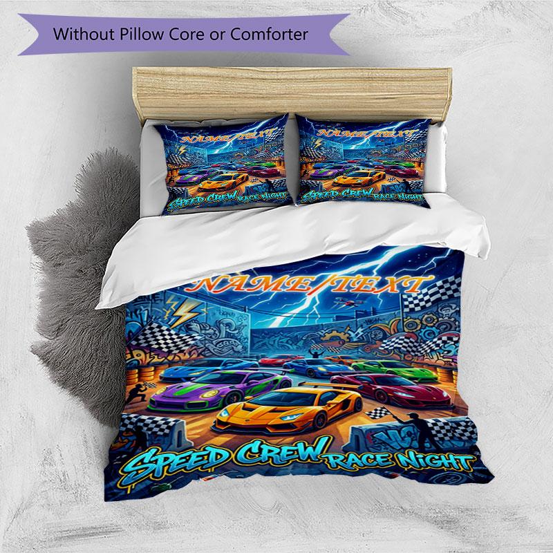 3PC Custom Name Crew Race Night" Bedding Set Duvet Cover Closure Includes 1 Duvet Cover & 2 Pillowcases for Bedroom