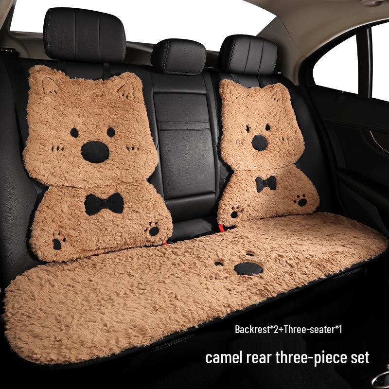 West Highland Cartoon Puppy Plush Car Seat Cushion - Winter Warmth Universal Cover