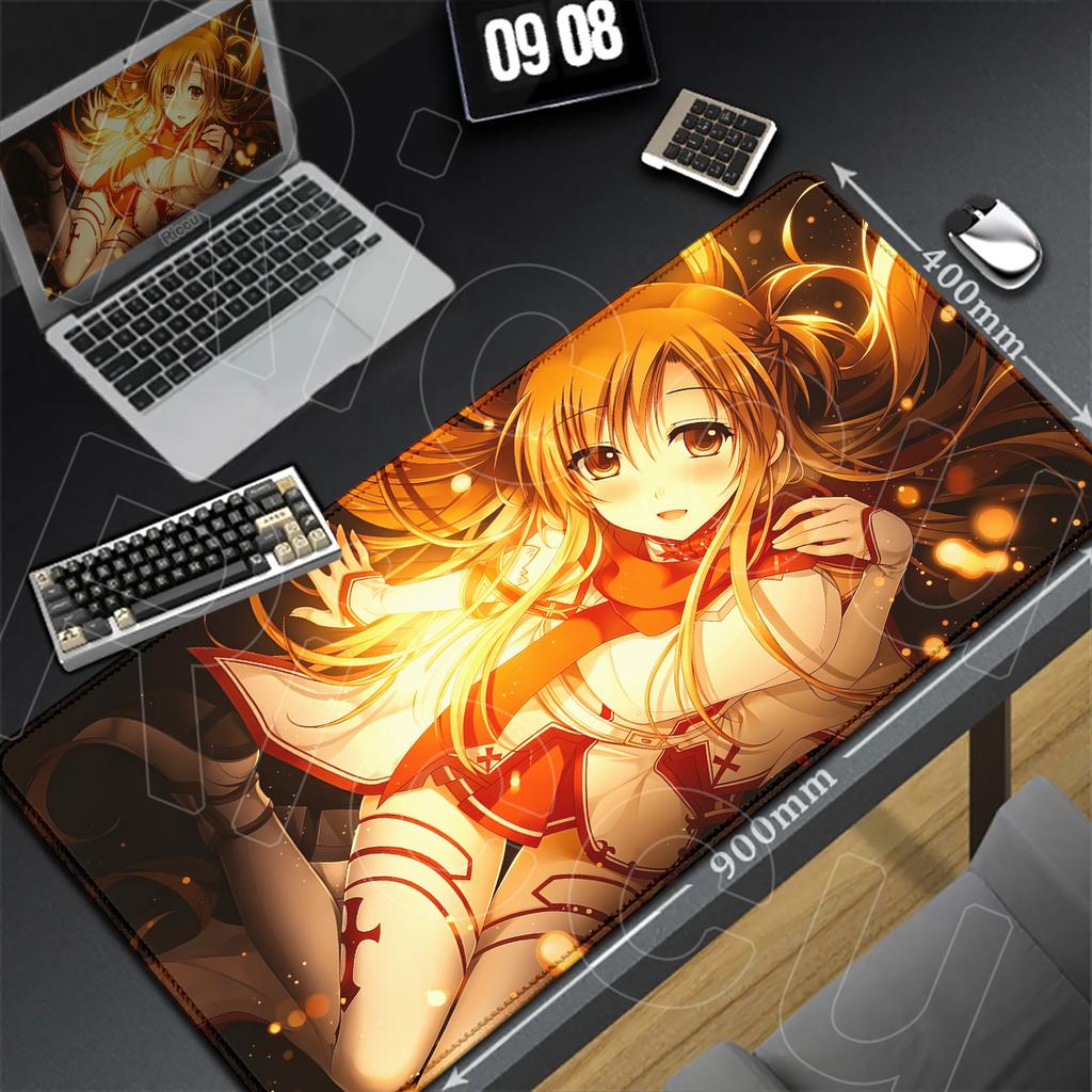 Non-slip Large E-sport Gamer Desk Carpet Hot Anime Sword Art Online SAO Mousepad XXL Kawaii Girl Asuna Yuuki Laptop Keyboard Mat