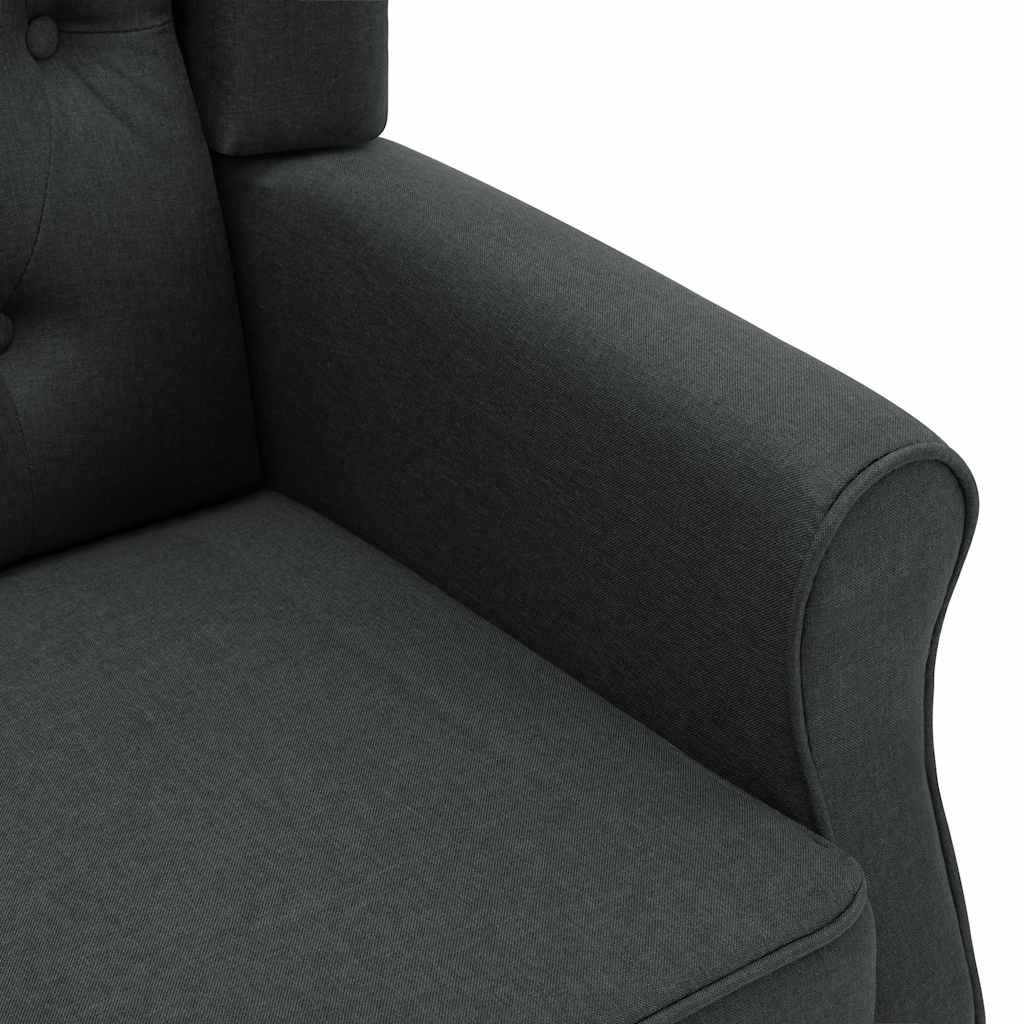 Armchair with Footstool Dark Grey Fabric