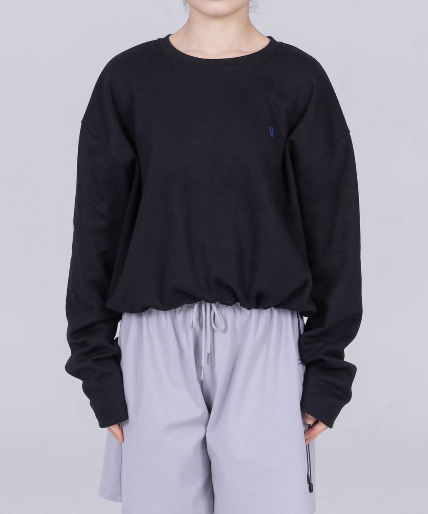 Odd Dot String Crop Long Sleeve W_Black