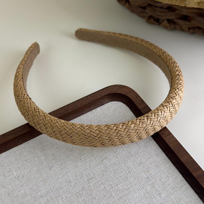 Bohemian Straw Wide-Brimmed Headband for Women - Vacation Style Hair Accessory