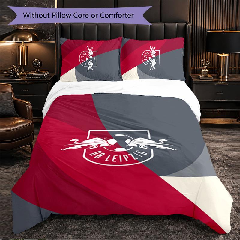 RB Leipzig Football 3 Piece Bedding Set Soft Duvet Cover Set with Pillowcases Printed Bedroom Decor Set for Home
