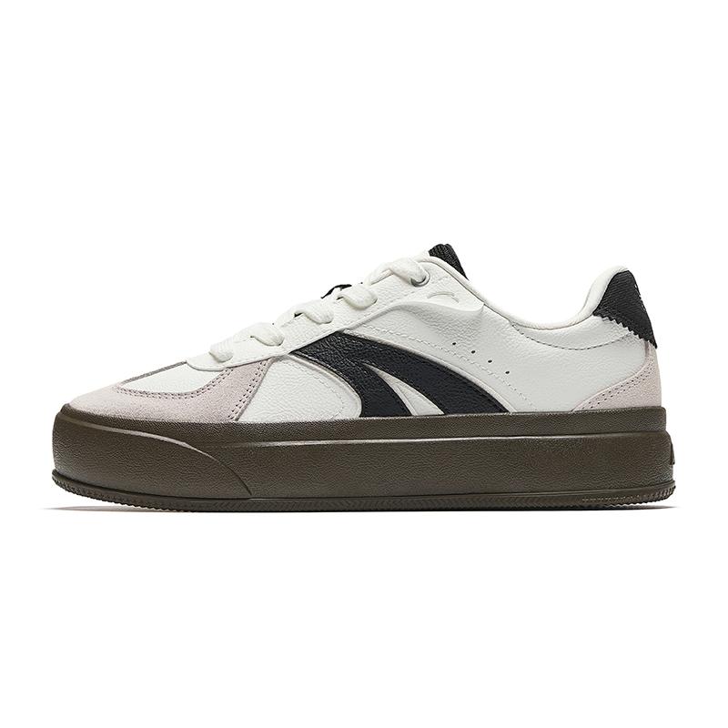 Anta Lifestyle Series Simple Versatile Durable Lightweight Increased Height Low-Top Skate Shoes Women Sneakers White Gray 922538023-3