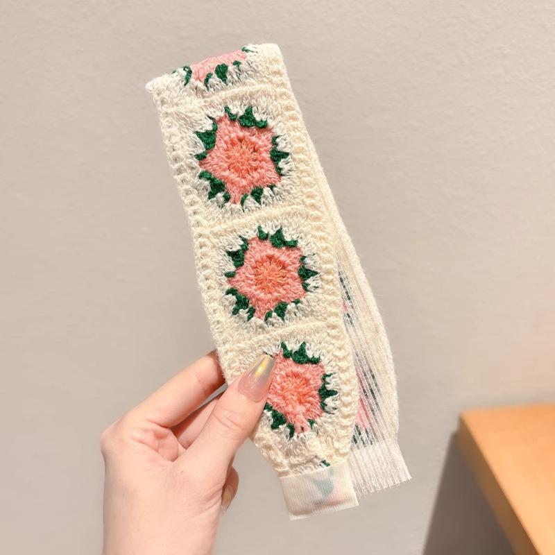 Francouzská květinová nemačkavá pletená čelenka pro ženy, kouzelná samolepka vlasový doplněk pro miminka a dospělé