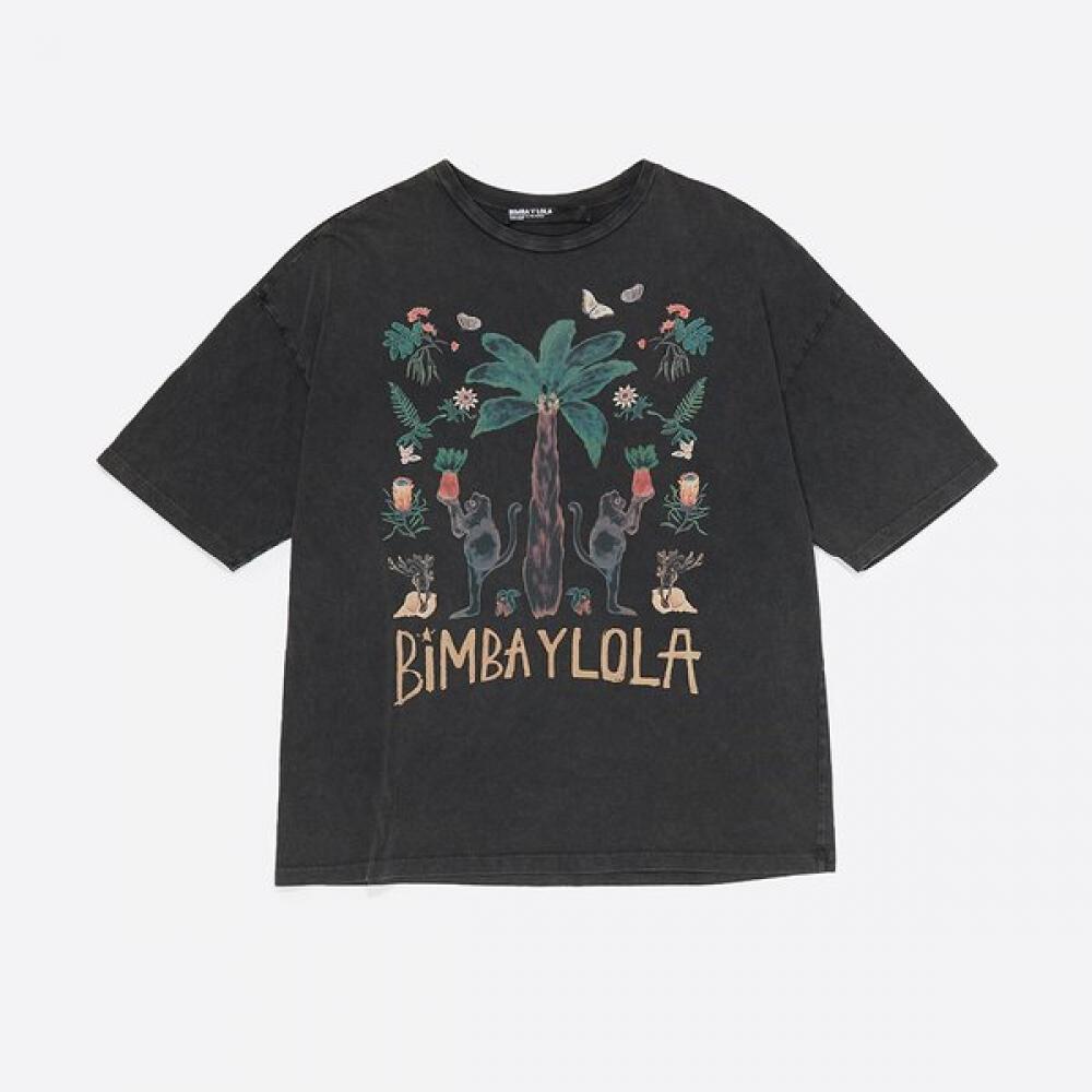 Bimbairolla Faded Jungle Logo T shirT Black b265awT020bkb Black/S