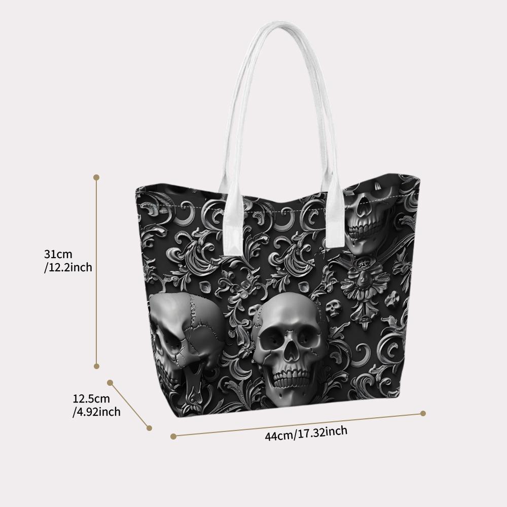 Gothic Skull Pattern Tote Bag Fashion Daily Portable Shoulder Bag