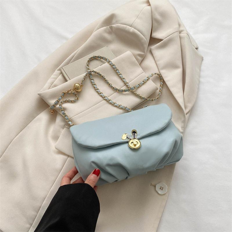 Women s Simple Solid Color Chain Small Bag 2023 Popular New Style Elegant Single Shoulder Crossbody Bag Women s Fashion синий