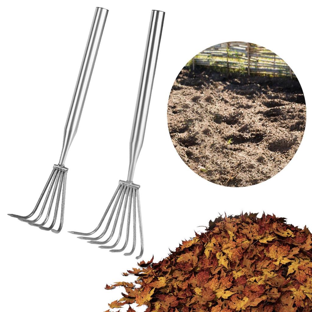 Hand Rake Portable Firm Grip Compact Stainless Steel Garden Rake Claw Rake Cultivator for Loosening Soil Beach Weeding Planting