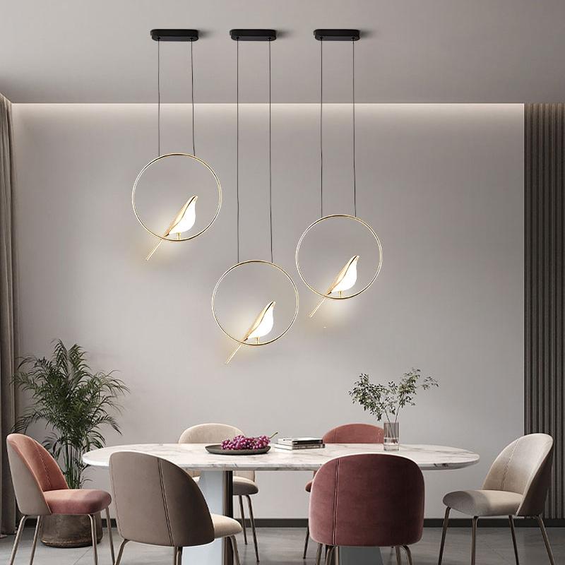 Nordic Magpie Bird LED Chandelier Lamps for Corridor Aisle LED Pendant Lights Hanging Lighting Fixtures for Bedroom Living Room