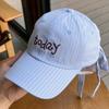 Korean version embroidered letter stripe sweet bow tie-back baseball cap girls versatile sunshade duckbill hat