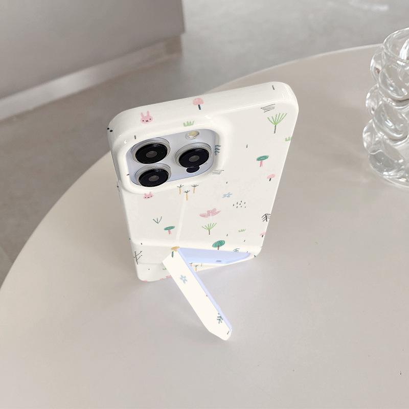 For Apple 16 Mobile Phone Case for IPhone 15 Promax Film 14 Stand 13 Two-in-one 12 Cartoon 11 Illustration
