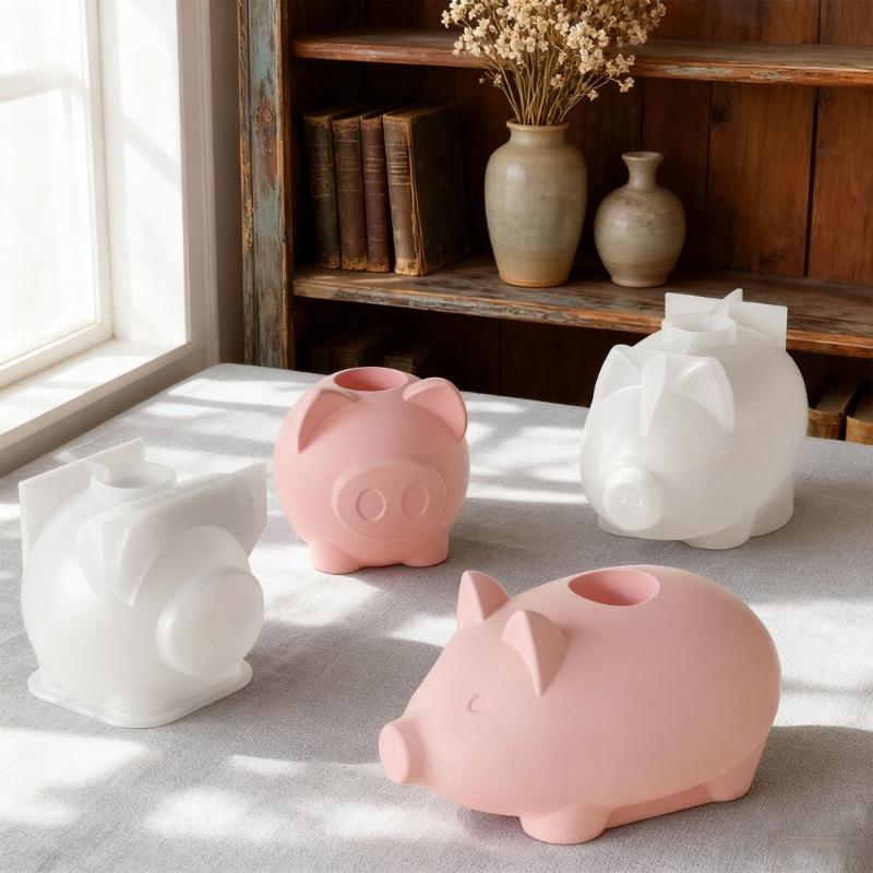 Silicone DIY Mold for Crystal Drip Glues Pig Candle Holder Base Craft Decoration Easy to Use and Clean