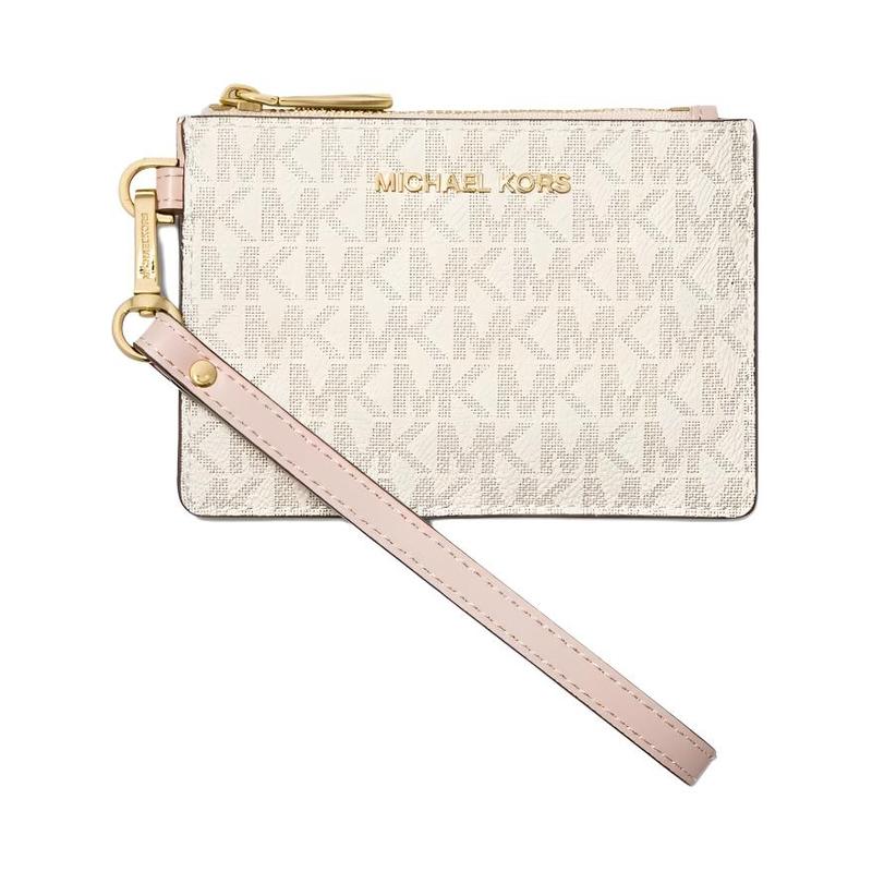 MICHAEL KORS Gold Metal Logo Coated Canvas Wallet Small Women s Beige золотой