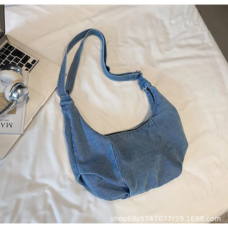 New Large-capacity Denim Shoulder Bag Fashionable and Simple Messenger Bag Japanese Casual Large-capacity Commuter Tote Bag