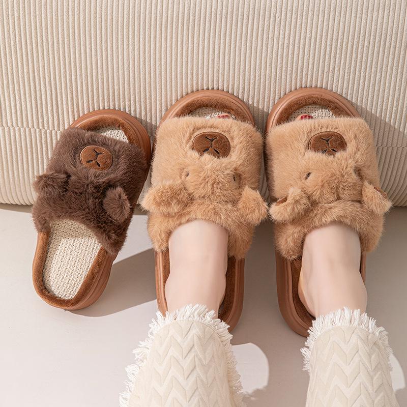 Cartoon Open-Toe Parent-Child Fluffy Slippers for All Seasons