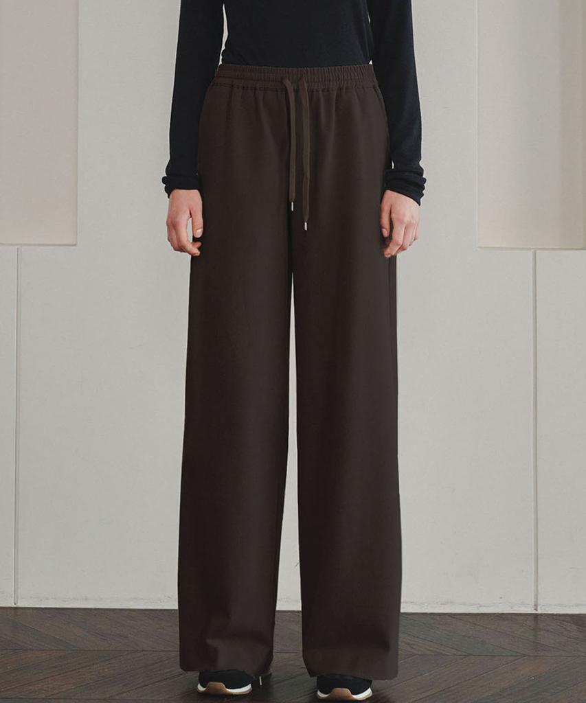 MALOUPE 2168 Brushed Four-Way Stretch Wide Pants (Brown)