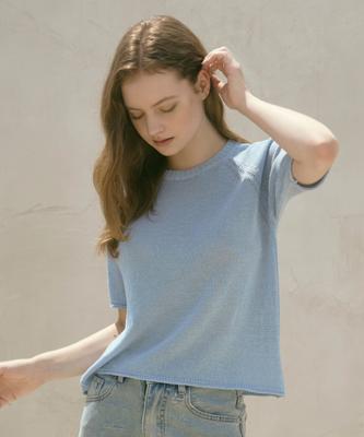 OCCUR Hanji Cooling Round Short Sleeve Knit, Blue