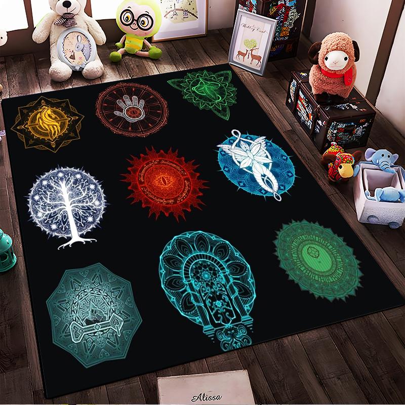 Fantasy Symbol Patterns Rug Non-slip rug suitable for living room and bedroom sofas
