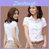 Womens Korean Style Office Shirt With Ruffle Short Sleeves For Summer Workwear