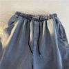 Shorts Jeans Lavados Vintage Japoneses Masculinos Verão Ajuste Solto Perna Larga Calças de Praia Esporte Casual Shorts de Comprimento Médio