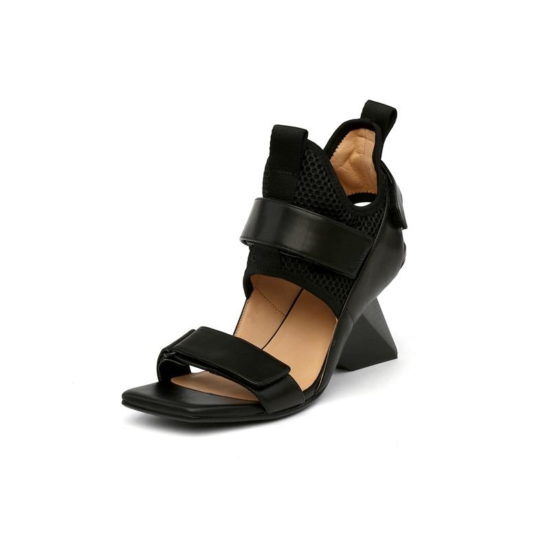 

Женские туфли из натуральной кожи, женские роскошные дизайнерские гладиаторские сапоги, женские летние босоножки на высоком каблуке для вечеринок 2024 года, модная обувь 4 чёрный