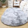 Oval Fluffy Carpet Shaggy Rug Bedside Mat Cute Colorful Living Room Rug Long Hair Carpet Home Decoration