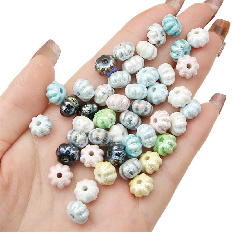 6 buc/pungă Mărgele de porțelan din ceramică lucrate manual în formă de dovleac Mărgele distanțiere libere pentru brățară colier Fabricare de bijuterii DIY