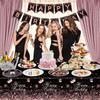 Black Rose Gold Plastic Tablecloth (Pack of 4), 86 x 51 inches Party Tablecovers for Black Rose Gold Theme Birthday Party Supplies