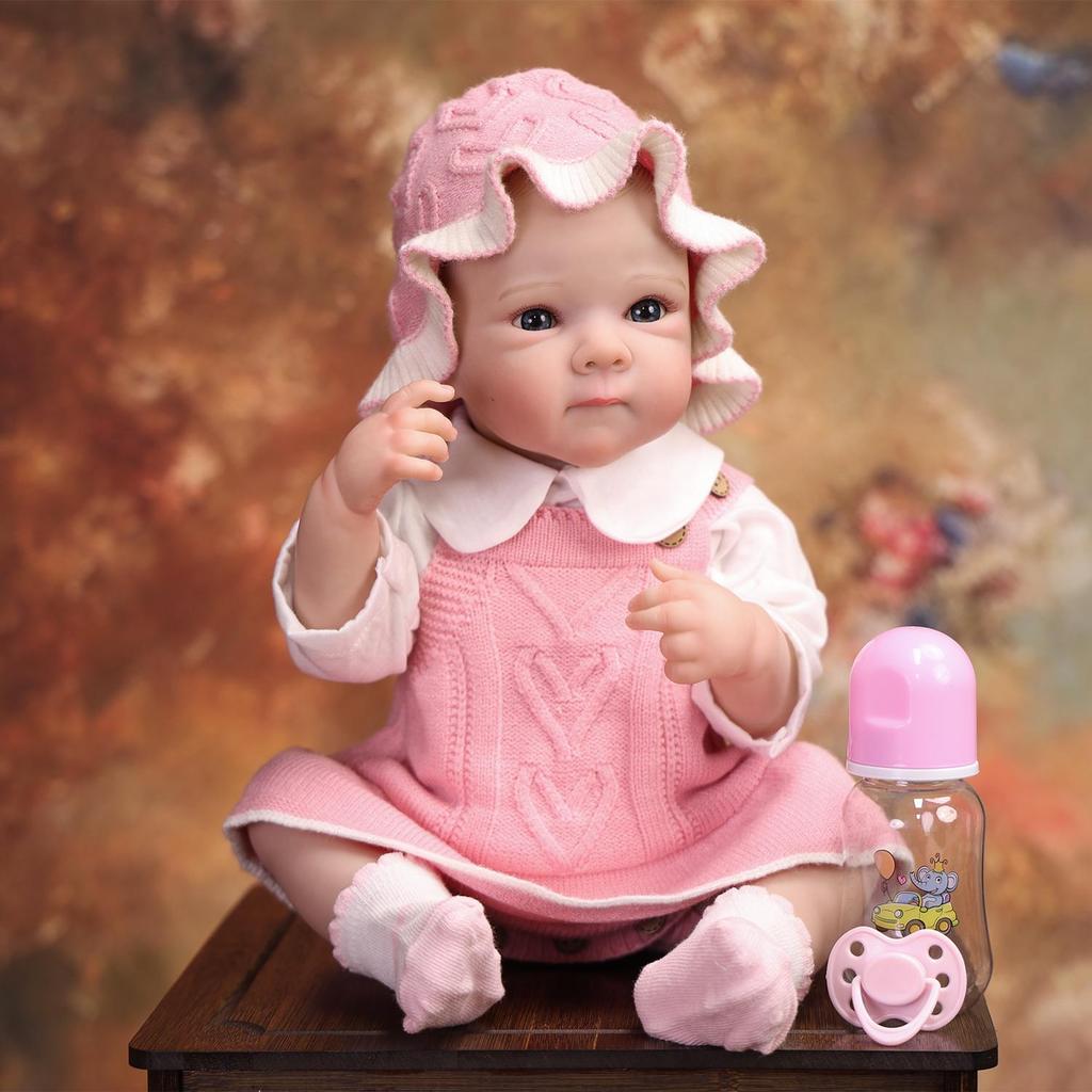 KEIUMI 18 Inch Reborn Baby Doll Full Silicone Vinyl Realistic 3D Skin Newborn Girl Toy Children Birthday Gift