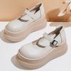 GKTINOO 2024 Spring Retro Women Genuine Leather Shoes 7CM Wedges Heels Shoes Thick Sole Casual Ladies Platform Shoes Mary Janes