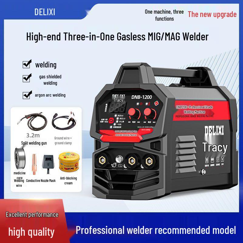 Delixi 220V Gasless MIG Welder 1200: Three-in-One Household Industrial Electric Welding Kit