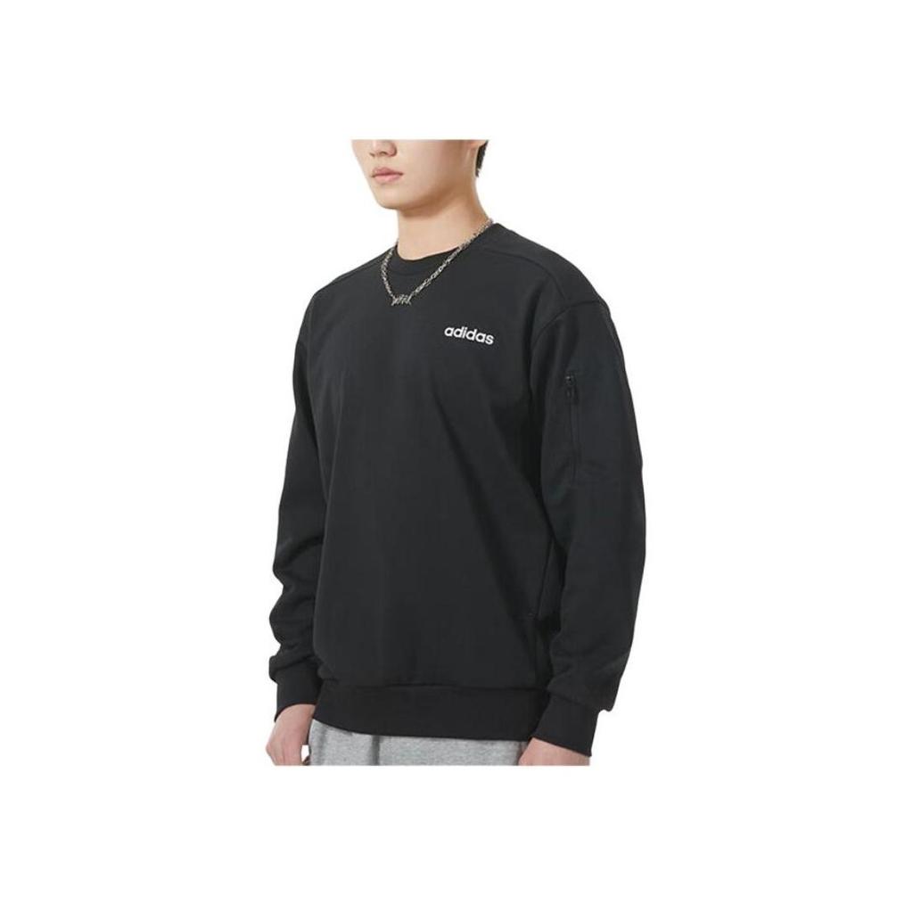 Adidas Solid Color Crew Neck Casual Pullover Long Sleeve Sweatshirt Men Sweatshirt Black JF3222