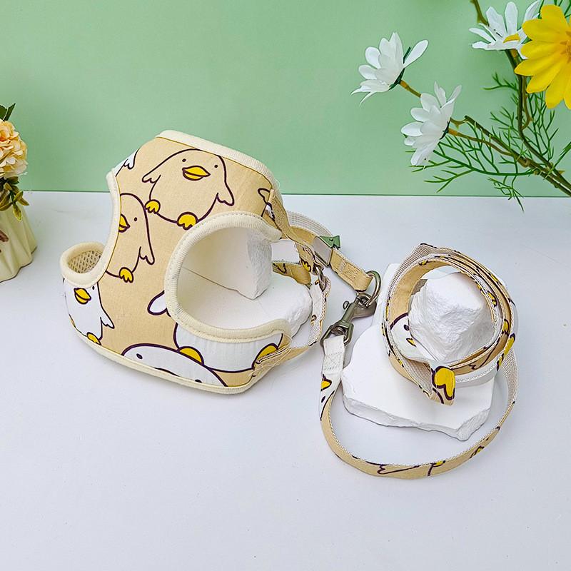 Kleines Hundegeschirr mit Leine mit Kirsch- und Enten-Print-Design für Haustiere