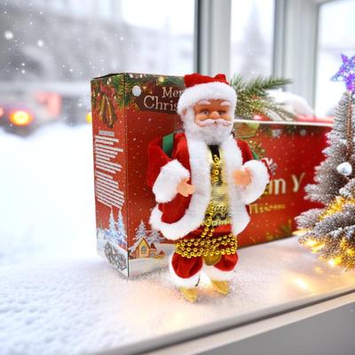 Elektryczny Muzyczny Wspinający się Święty Mikołaj Ozdoba Świąteczna Flanelowa Figurka