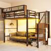 Letto Alto 90x200 con Striscia LED, Scala di Sicurezza e Spazio di Archiviazione Flessibile Letto in Metallo Letto per Adulti Letto a Castello per Bambini Nero