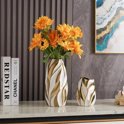 Gold Painted Ceramic High-end Vases Personalized Living Room Porch Decoration TV Cabinet Creative Home Ornament
