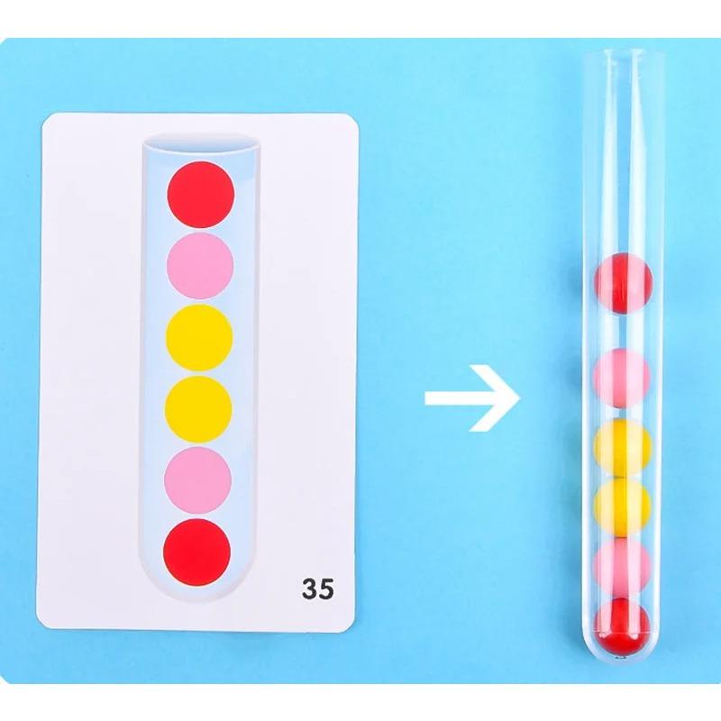 Children Clip Beads Test Tube Toy Logic Concentration Wooden Motor Training Game Montessori Teaching Tool Educational for Kids