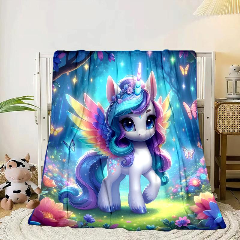 Rainbow Unicorns Garden Blanket Flannel Blanket for bed, sofa, Camping, Hiking, Picnic Essentials, gift for family Fan gifts