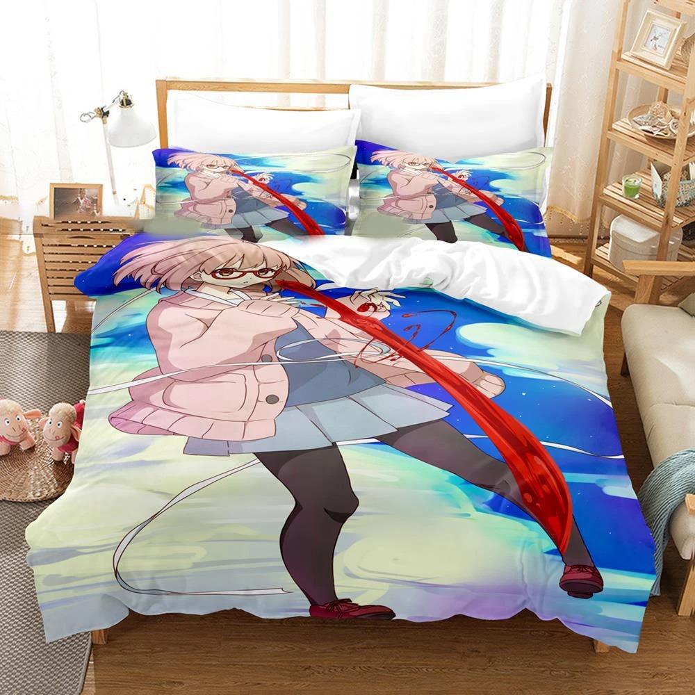 Anime Beyond the Boundary Mirai Kuriyama Bedding Set Boys Girls Twin Queen Size Duvet Cover Bed Kids Adult Home Textileextile