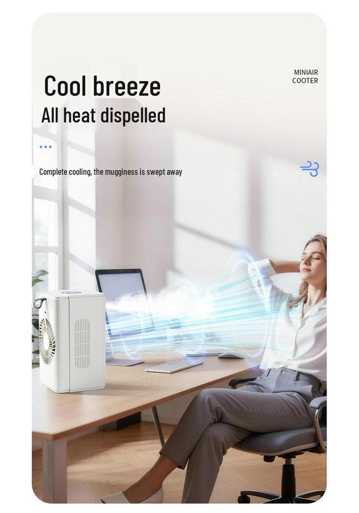 Silent Desktop Humidifying Air Conditioner Fan for Kitchen & Dorm