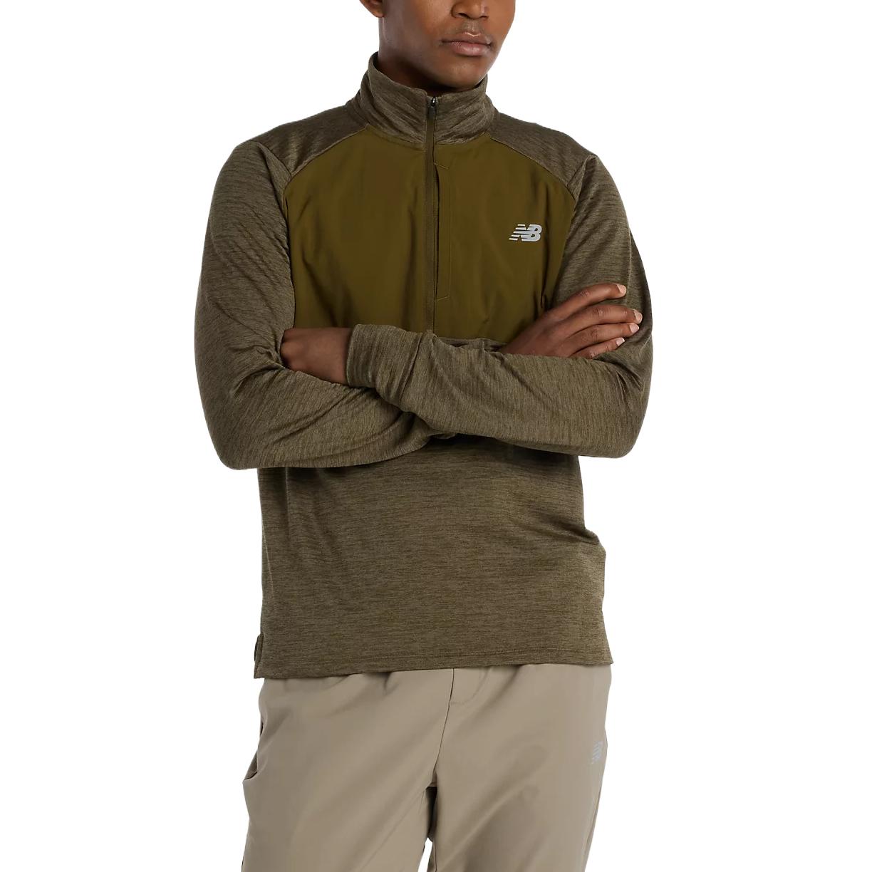 New Balance T Shirts Men s Brown Stand Collar MT43204WOO L